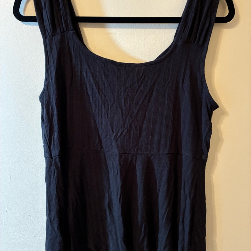 Candie's Black Tie-Front Black Ribbed Tank Top Coquette Peasant Boho Coquette - Picture 5 of 8